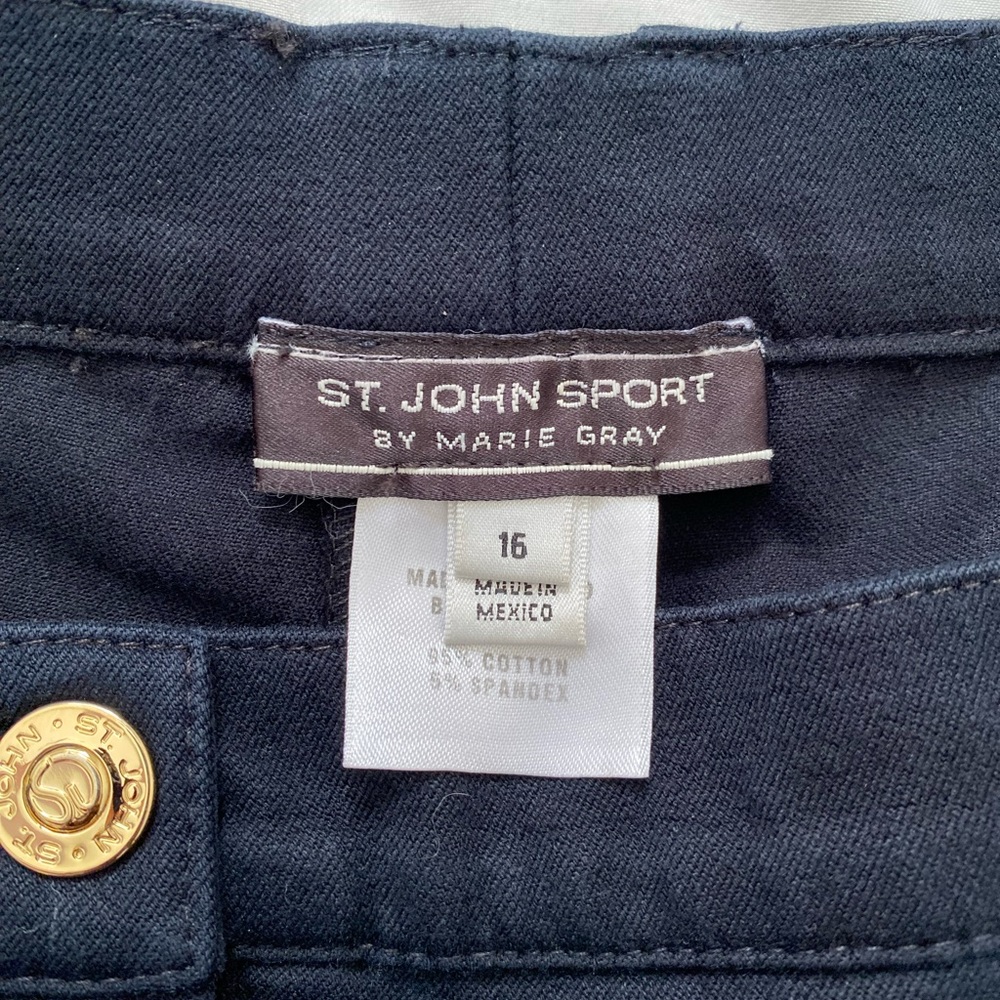 Vintage St. John Sport High Waisted Black Straight Leg Pants Gold Hardware - Picture 11 of 13